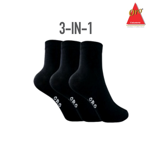 [Stora:Ep-Wh.00198] Ep033 3 Pairs Mid-cut School Socks - Oro
