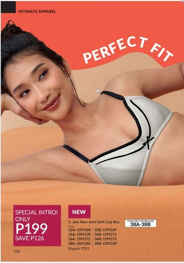 [Stora:Ja-32.32.34.34.36.36.38.38.Av.Gr.00581] Jam Non-wire Soft Cup Bra - Avon