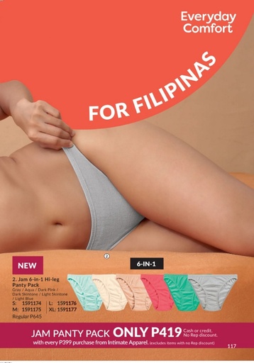 [Stora:Ch-Sm.XL.Me.La.00582] Jam 6in1 Hi-leg Panty - Avon