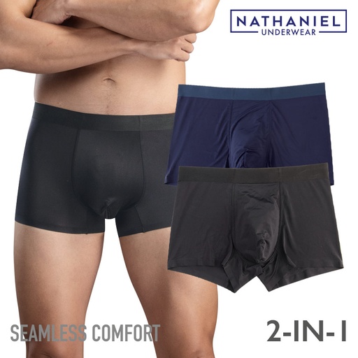 [Stora:Al-S.M.L.XL.00704] Krisjerome Men's 2-in-1 Seamless Boxer Plain - Nathaniel 