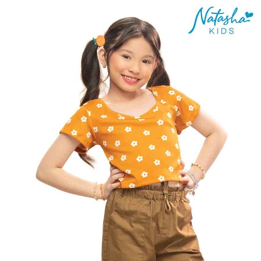 [Stora:Co-S.M.L.XL.00729] Berra Kids' Girl Semi Crop Blouse - Natasha Kids