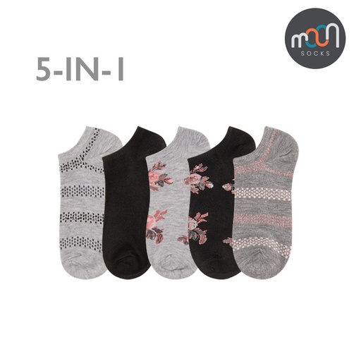 [Stora:Ad-Mo.Mu.00770] Aldeareign Ladies 5in1 Printed Socks- Moon Socks