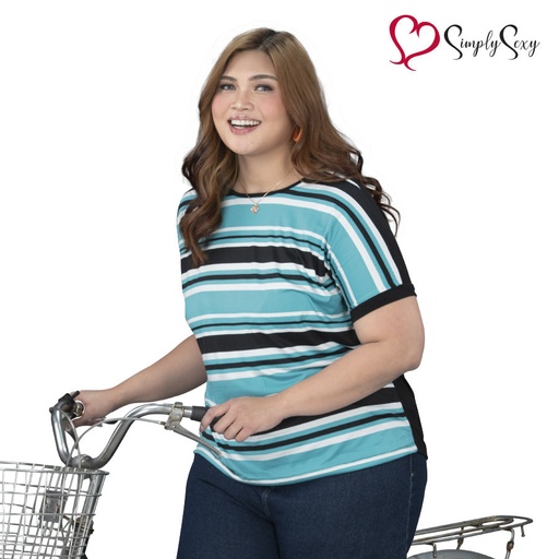 [Stora:An-1X.2X.3X.00840] Gazin Ladies Plus Striped Blouse - Simply Sexy